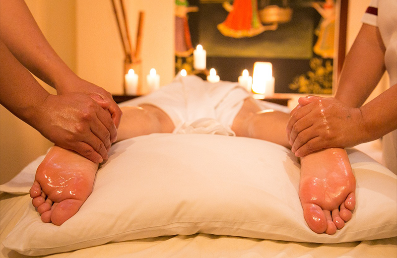Lovely Skin and Beauty - Brisbane - A woman receiving an organic hand and foot massage, indulging in a natural and soothing spa experience. - Organic Hand and Feet Pamper